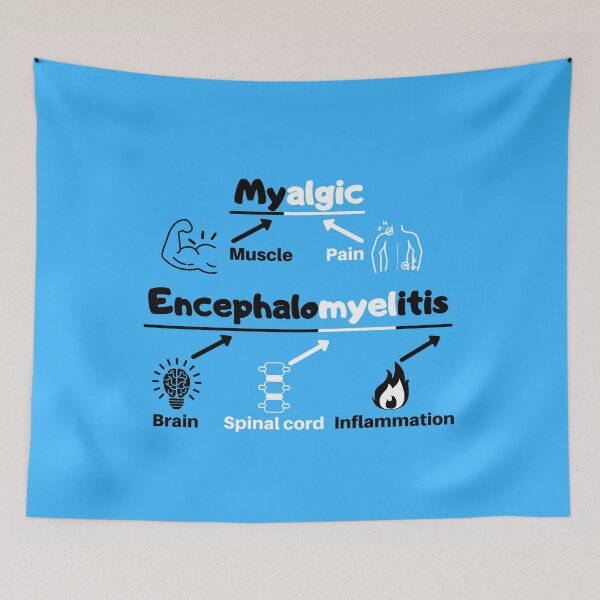 Item preview, Myalgic Encephalomyelitis Awareness definition cartoon on blue (without abbreviations) designed and sold by Chantelle  Spies.