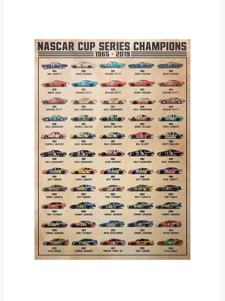 nascar-cup-series-champions-poster-art-board-print-for-sale-by-radanamjohnova-redbubble