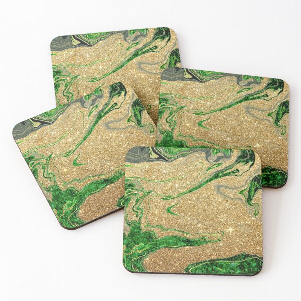 Item preview, Forrest Green and Gold Glitter Swirls designed and sold by WOW TeesAndThings.