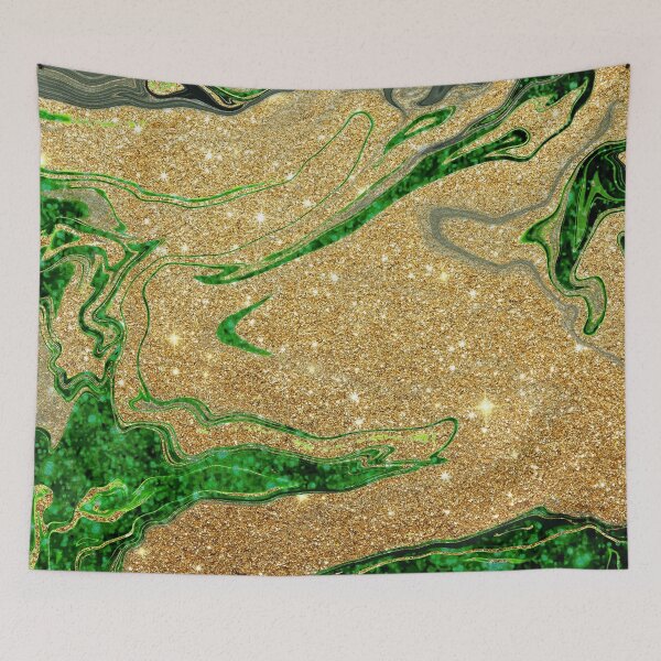 Item preview, Forrest Green and Gold Glitter Swirls designed and sold by WOW TeesAndThings.