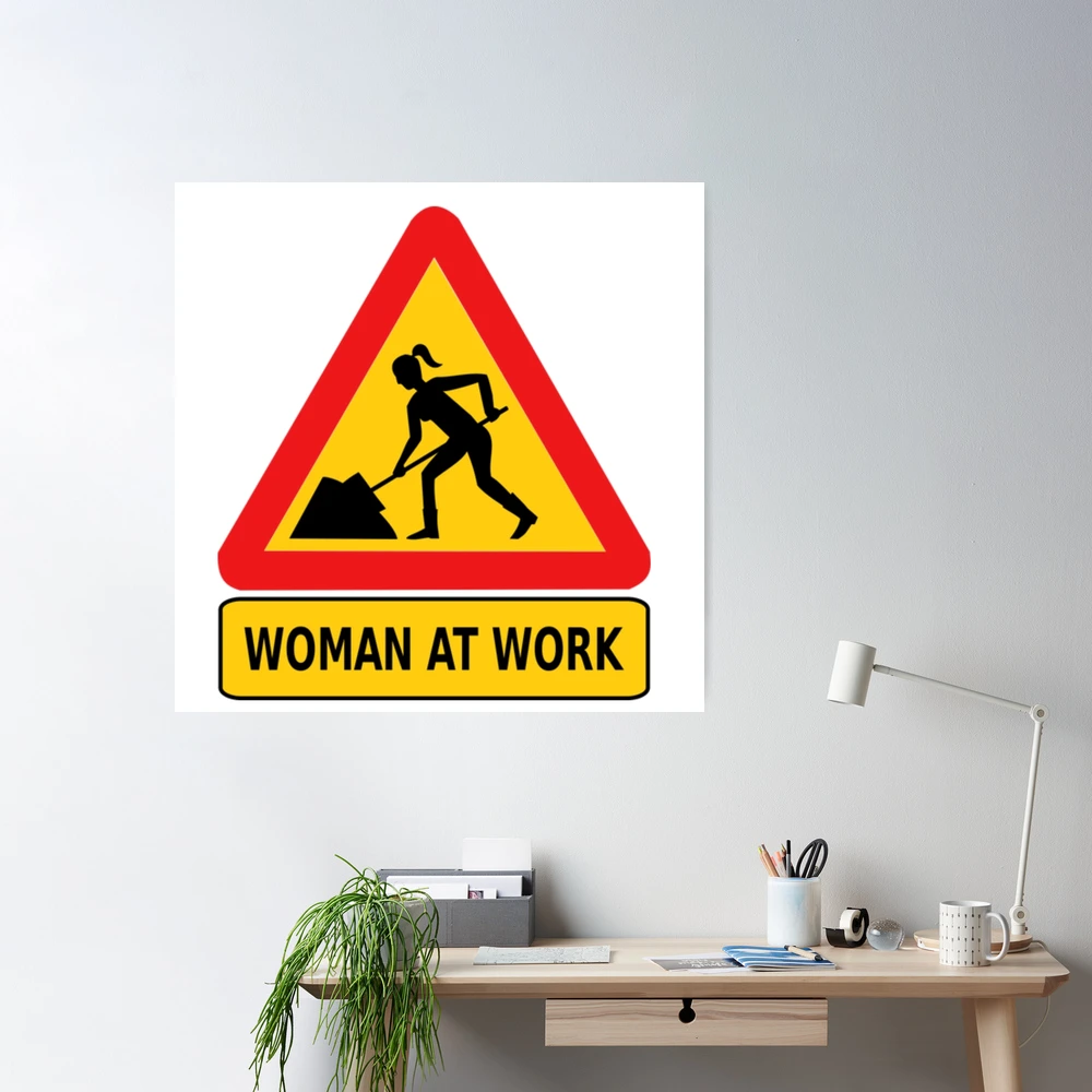 woman working sign