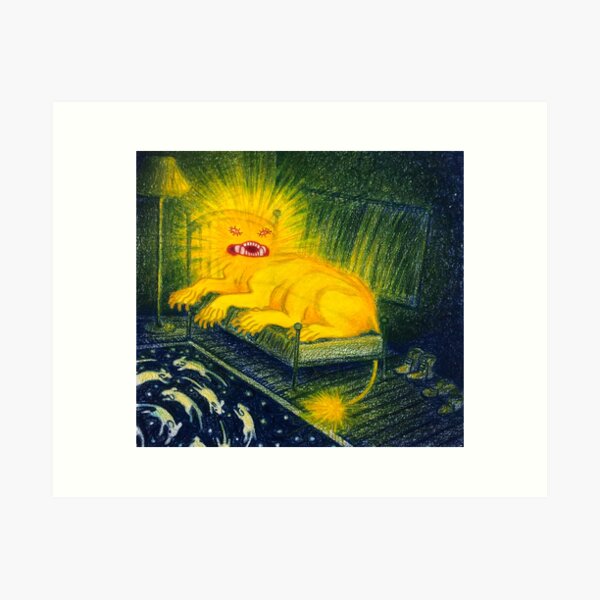Vista previa del artículo con la obra «El ángel vino hacia mí en una alucinación febril, encaramado en mi cama cuando regresaba del baño.», diseñado y vendido por InkTheCrow.