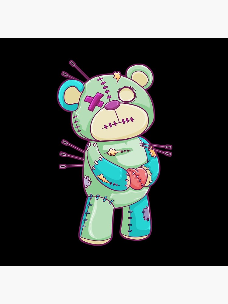 Teddy Bear Pastel Goth Anime Voodoo Doll | Throw Pillow