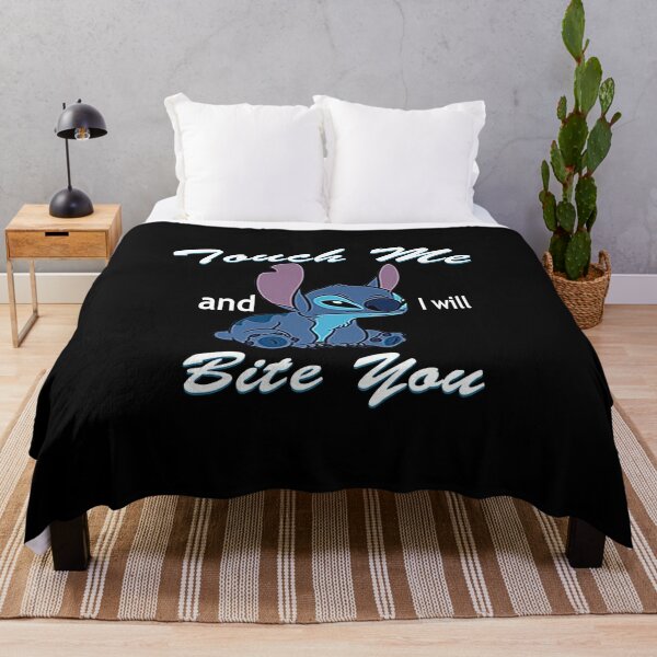 Stitch Touch Me And I Will Bite You Sofa Fleece Blanket Printed in US 