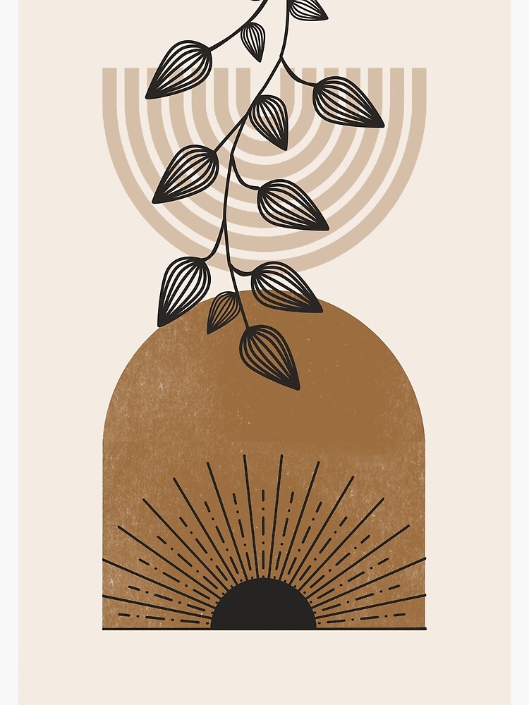 boho-leaves-and-sun-art-botanical-minimalist-art-art-print-for-sale-by-ps4artworks-redbubble for Free Printable Minimalist Wall Art Boho leaves and sun art, botanical minimalist art
