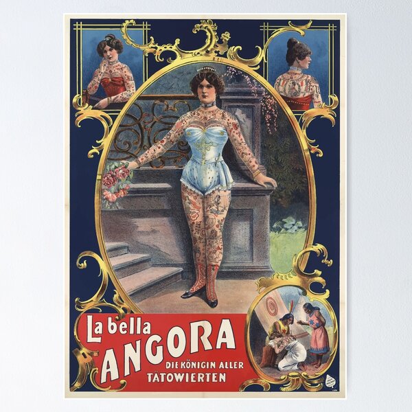 Item preview, Tattooed woman sideshow poster designed and sold by monsterplanet.