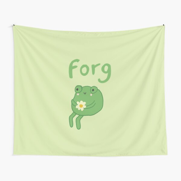 Funny Frog Birthday Cake: Cute Cottagecore Aesthetic with Sad Anime Toad Sitting with Flower Tapestry