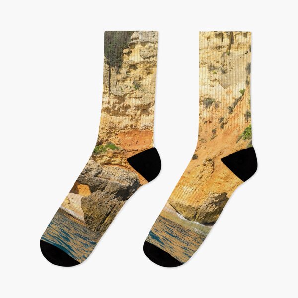 Item preview, Algarve Gold Coast Sail - Bold Colored Seacliffs with a Natural Arch in Lagos Portugal designed and sold by Georgia Mizuleva.