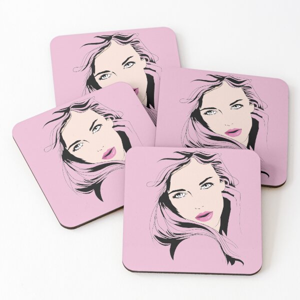Item preview, Beautiful woman portrait attractive female with long hair over pink background designed and sold by mashmosh.