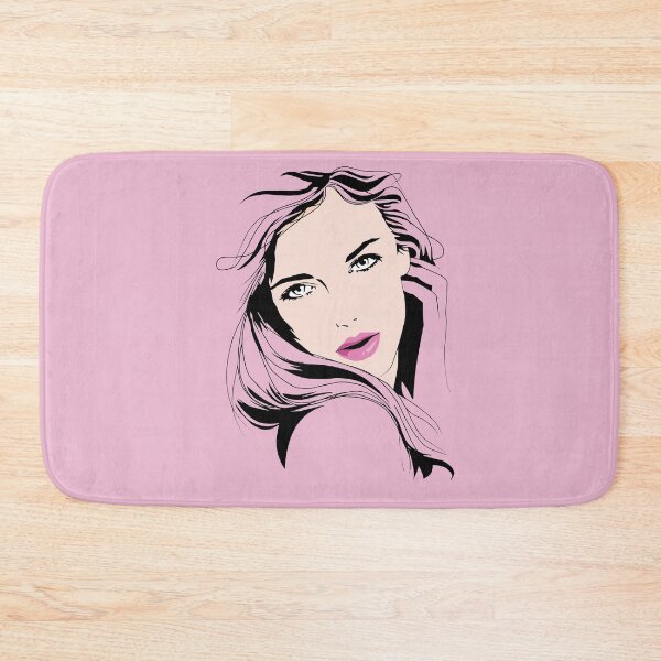 Item preview, Beautiful woman portrait attractive female with long hair over pink background designed and sold by mashmosh.