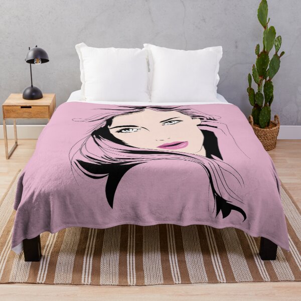 Item preview, Beautiful woman portrait attractive female with long hair over pink background designed and sold by mashmosh.
