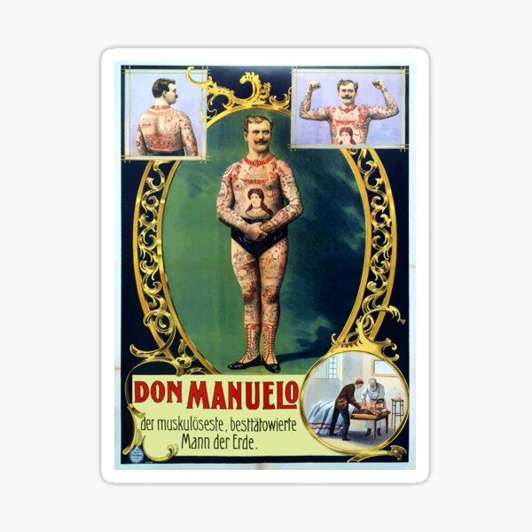 Item preview, Tattooed man sideshow poster designed and sold by monsterplanet.