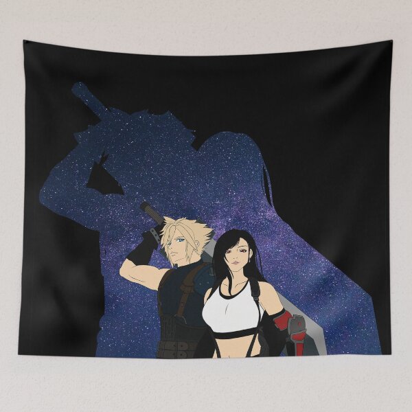 Item preview, Final Fantasy 7 Remake Cloud Strife Tifa Lockhart artwork | Starry night sky designed and sold by Jammybee21.
