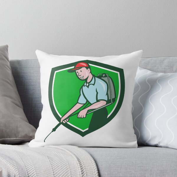 Item preview, Pest Control Exterminator Spraying Crest Cartoon designed and sold by patrimonio.