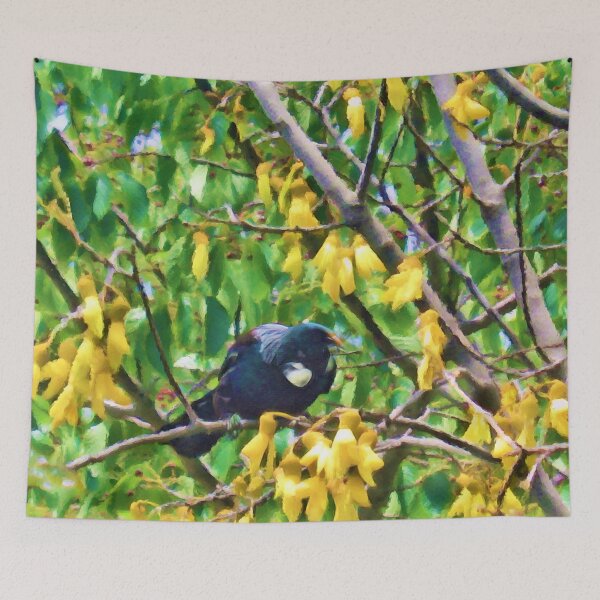 Item preview, Tui in Kowhai tree designed and sold by carole hirst.