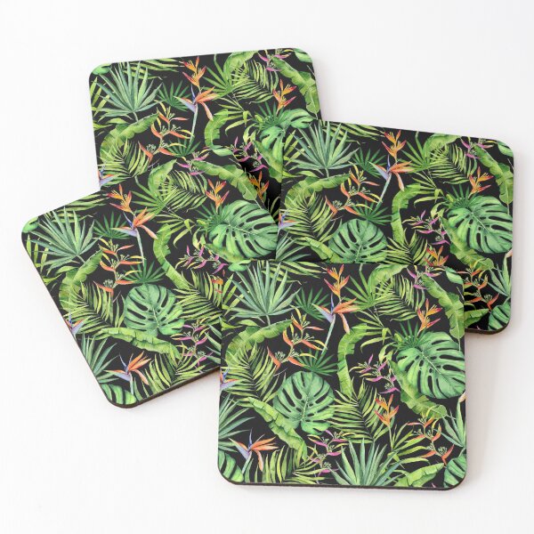 Item preview, Tropical leaves and flowers watercolor pattern designed and sold by AnjeseAnna.
