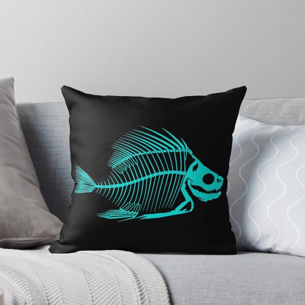 Item preview, Skeleton Fish B Cyan on Black designed and sold by PK-inK.