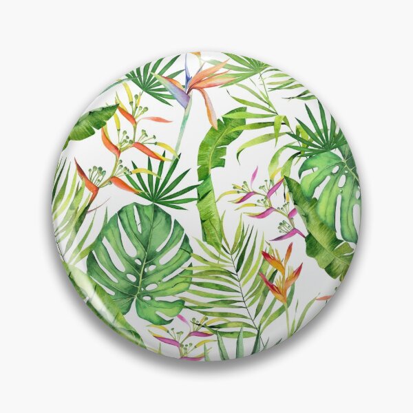 Item preview, Tropical leaves and flowers watercolor pattern on white designed and sold by AnjeseAnna.