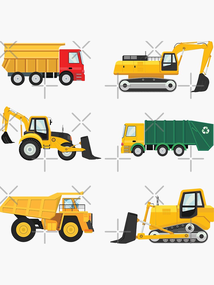 Sticker Mural Amovible Camions De Chantier – Décoration Chambre Enfant, Multicolore
