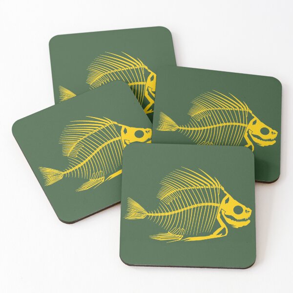 Item preview, Skeleton Fish B Yellow on Green designed and sold by PK-inK.