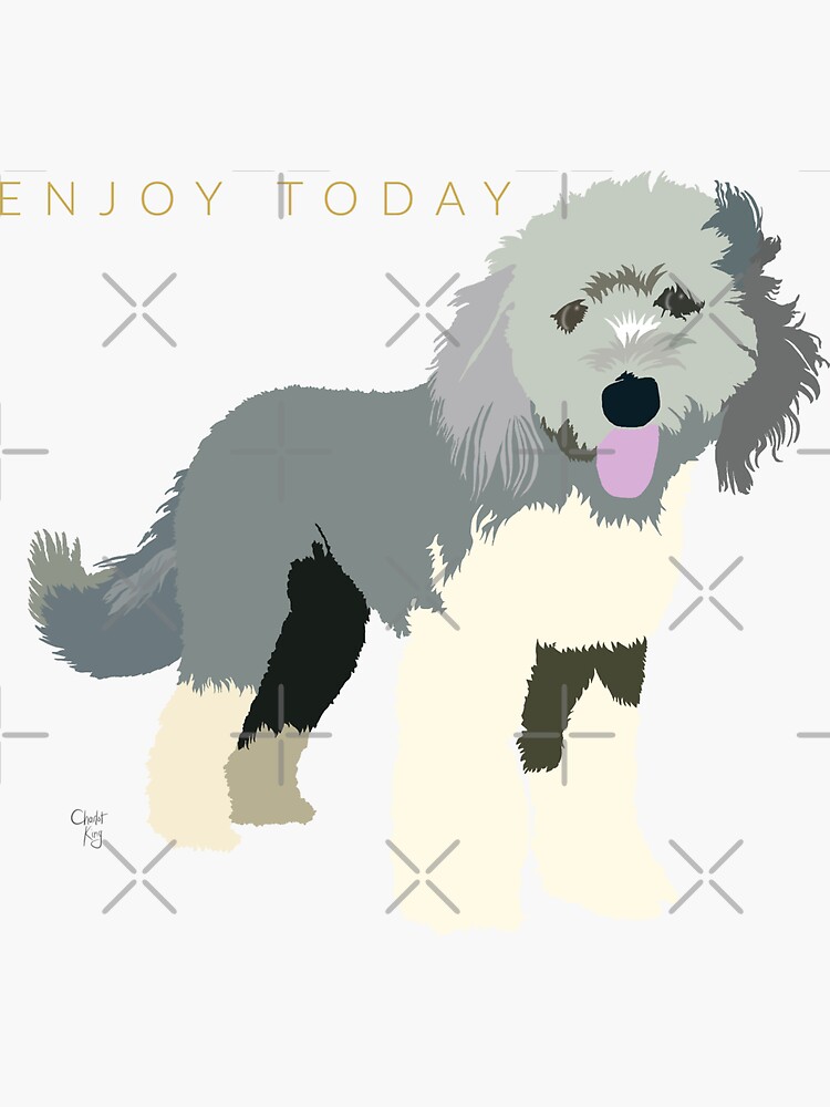 Thumbnail 3 of 3, Sticker, Old English Sheepdog Art designed and sold by LovelyDayArt.