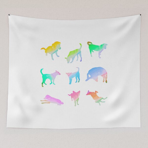 Aperçu de l'œuvre Pack silhouette de chien aquarelle arc-en-ciel créée et vendue par everything4eva.
