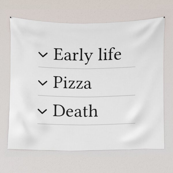 Item preview, vida temprana pizza muerte wikipedia meme designed and sold by cangurojoe.