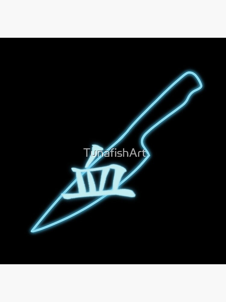 "Neon Blue Japanese Knife Kanji Blood" Poster by TunafishArt Redbubble