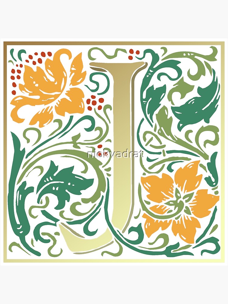 "Illuminated Lettering William Morris White Letter J" Art Print for