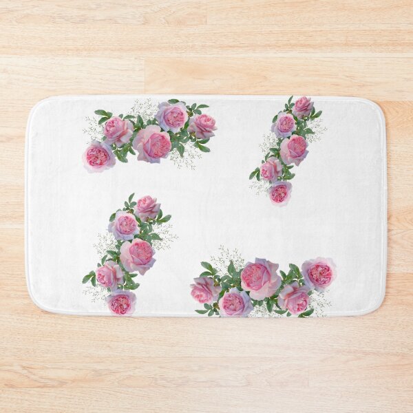 Item preview, Romantic full blossom pink white rose bouquet pattern design with green leaves designed and sold by LeBreab.