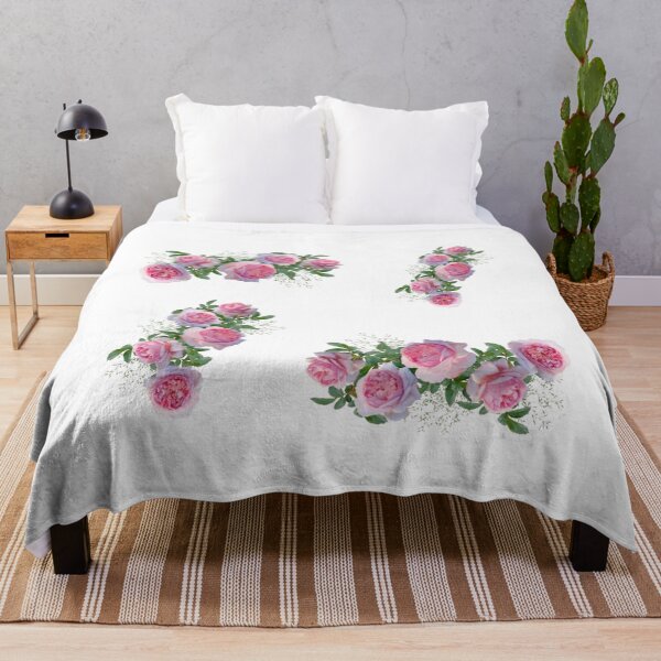 Item preview, Romantic full blossom pink white rose bouquet pattern design with green leaves designed and sold by LeBreab.