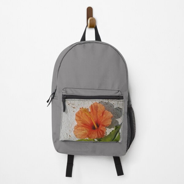 Item preview, Orange hibiscus flower against a white wall in the midday sun designed and sold by Ninaeva.