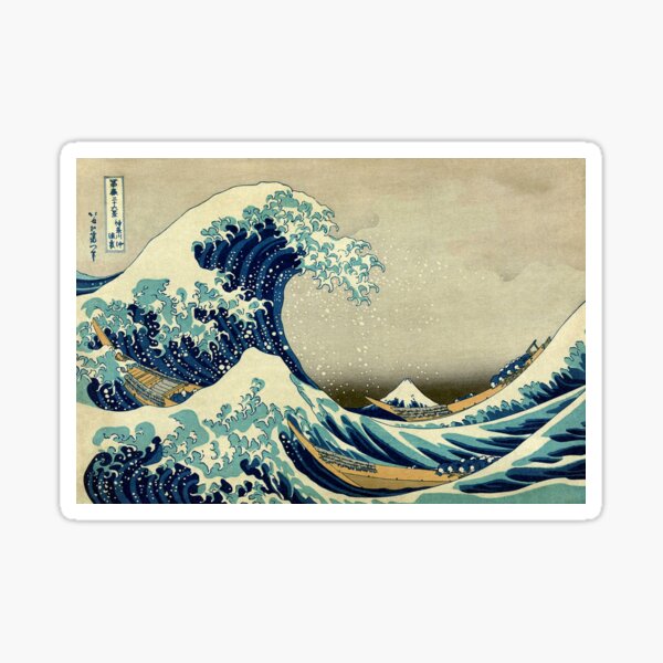 Hokusai, The Great Wave off Kanagawa, Japan, Japanese, Wood block, print. Sticker