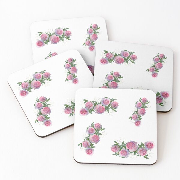 Item preview, Romantic full blossom pink white rose bouquet pattern design with green leaves designed and sold by LeBreab.