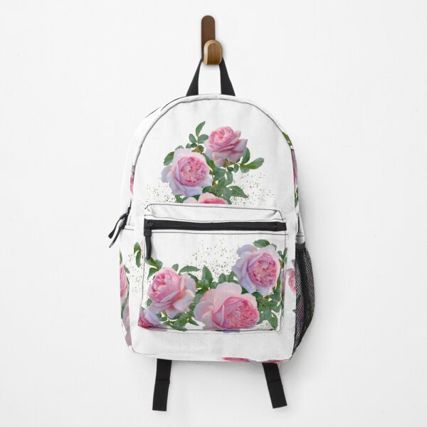 Item preview, Romantic full blossom pink white rose bouquet pattern design with green leaves designed and sold by LeBreab.