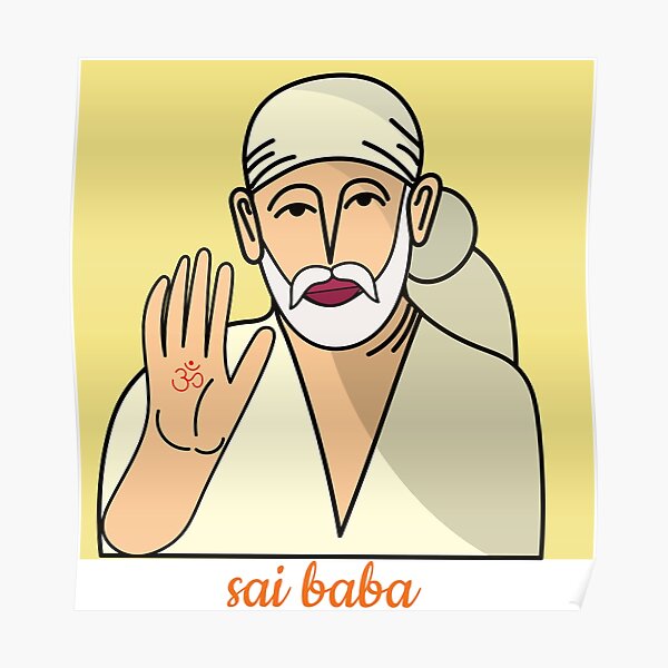 Sai Baba of Shirdi simple illustration art  Sai Baba of Shirdi poster   Poster for Sale by KARTICK DUTTA  Redbubble