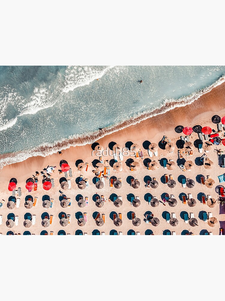 Aerial Ocean Print, Beach Print, Summer Vibes, Aerial Beach People  Umbrellas Print, Beach Photography, Sea Waves Art Print Spiral Notebook  for Sale by radub85