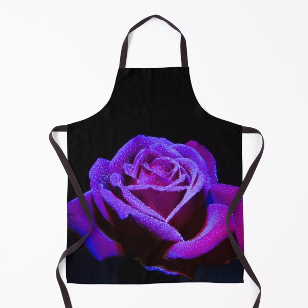 Item preview, Purple black rose blossom on black background with dew drops designed and sold by LeBreab.