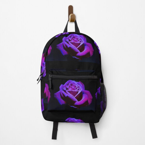 Item preview, Purple black rose blossom on black background with dew drops designed and sold by LeBreab.