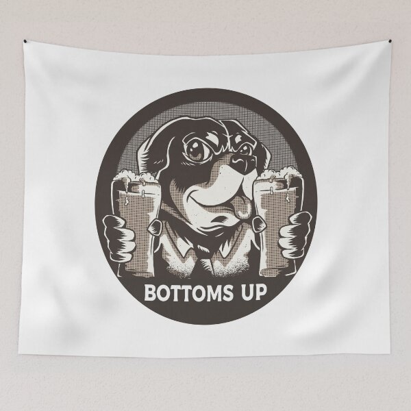 Item preview, Dog drinking pints of beer Bottoms up designed and sold by ajtechdesigns.