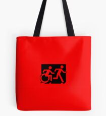 Accessible Means of Egress Icon and Running Man Emergency Exit Sign, Right Hand Tote Bag