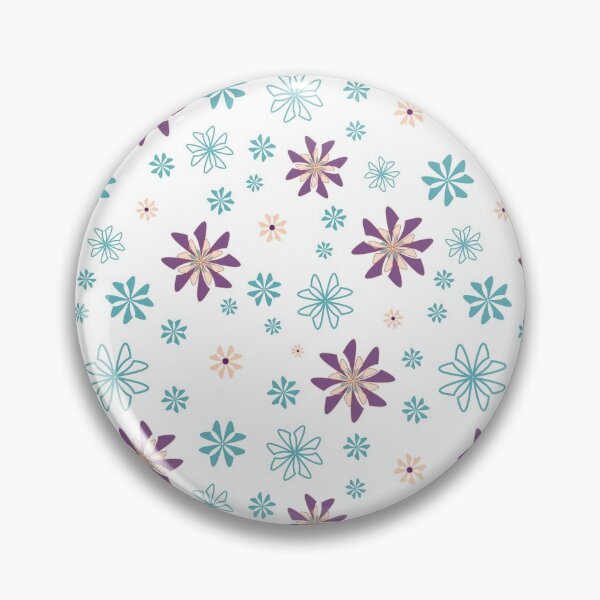 Item preview, Geometric flowers in teal and purple on white background designed and sold by Meg M Studio.