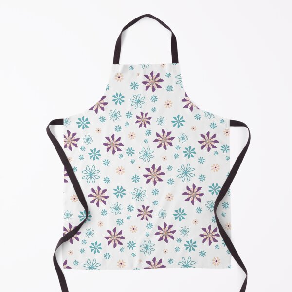 Item preview, Geometric flowers in teal and purple on white background designed and sold by Meg M Studio.