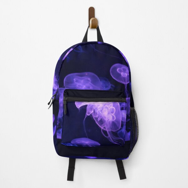 Item preview, Jellyfish animal that is found in ocean also called as Moon Jellyfish. Glowing purple color on black background designed and sold by Artsy Boulevard.