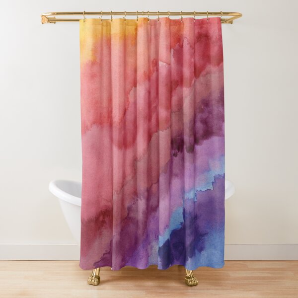 Arc-en-ciel multicolore en aquarelle Rideau de douche