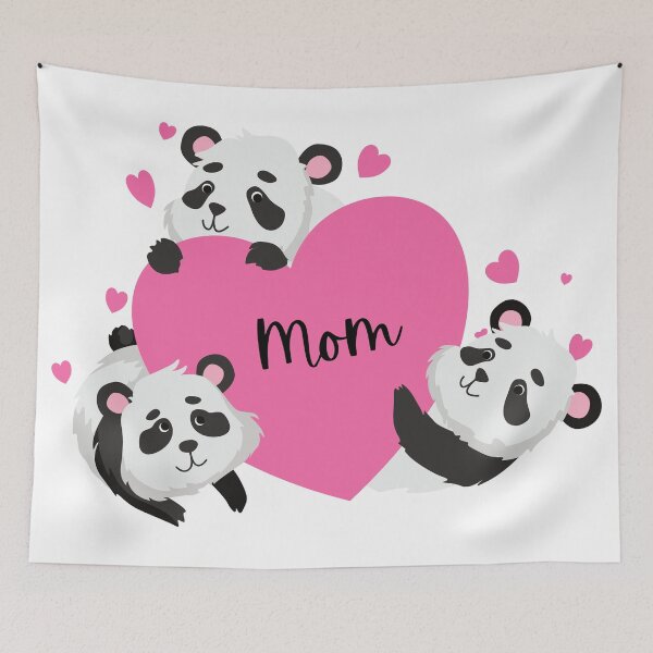 Item preview, Cute Pandas with Pink Hearts For Mom designed and sold by MamaSweetea.