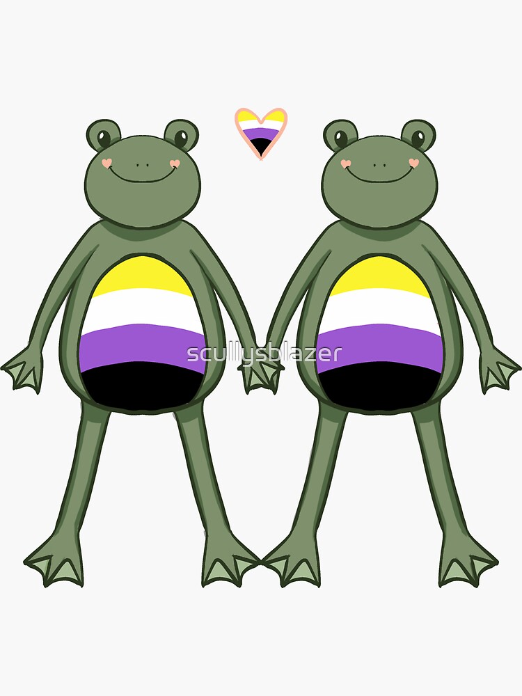 Non Binary Enby Pride Queer Frogs In Love Lgbtqiap Cottagecore Sticker For Sale By