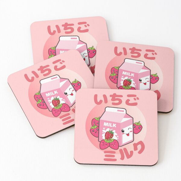 Aperçu de l'œuvre Carton de lait frappé à la fraise Kawaii créée et vendue par 2MdesignStore.