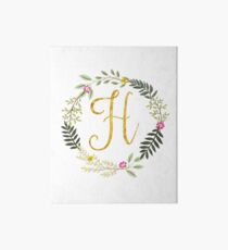 Floral and Gold Initial Monogram H Art Board