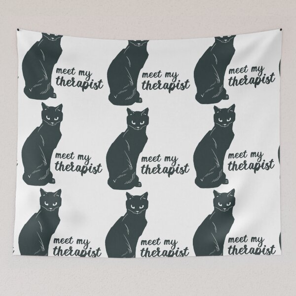 Item preview, Meet my therapist, black cat retro design - only cat lovers understand my cat is my therapist designed and sold by meraviglioso.